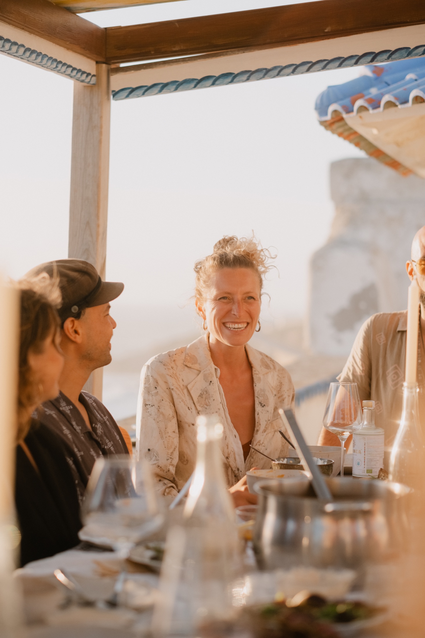 Guest smiling at the table