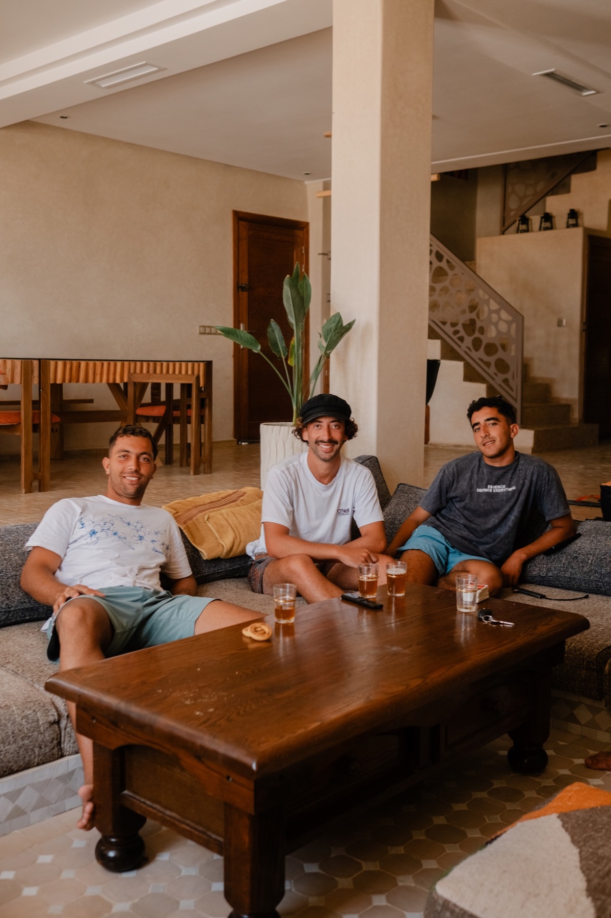 Friends resting together in the villa